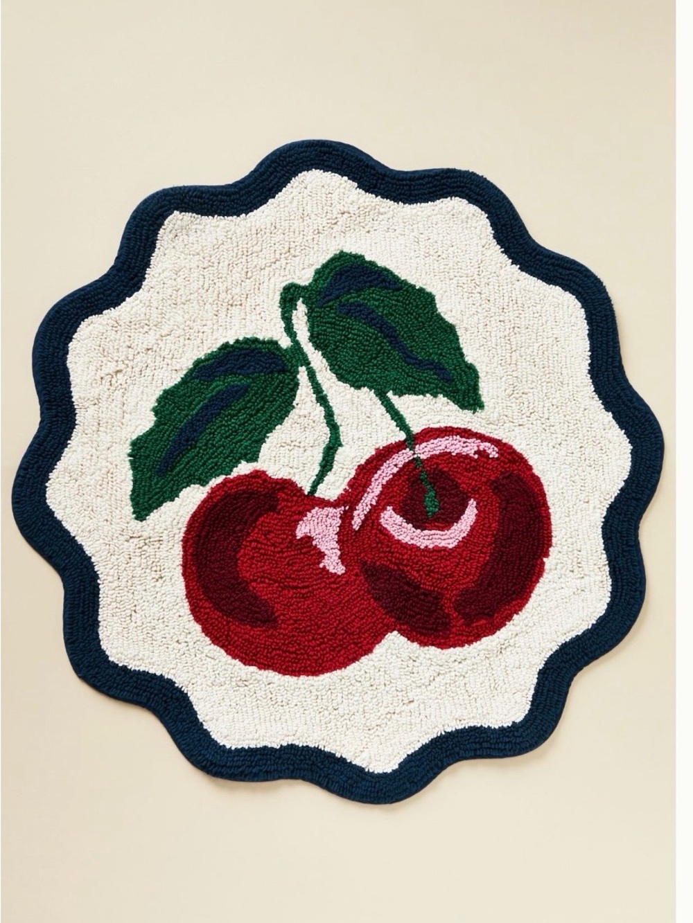 Anthropologie Cherry Tufted Cotton Bath Mat NWT